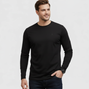 Men’s Premium Black  Slim-Fit Long Sleeve T-Shirt