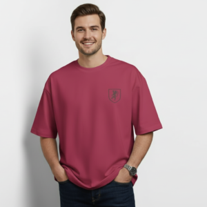 Men’s Premium Pink Oversized Crest T-Shirt