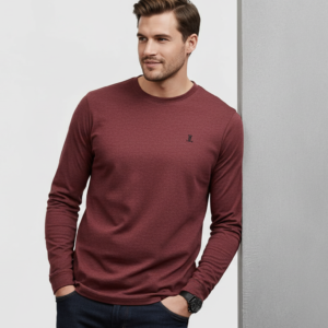 Men’s Premium Brown Slim-Fit Long Sleeve T-Shirt