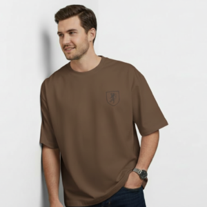 Men’s Premium Brown Oversized Crest T-Shirt