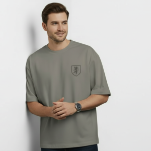 Men’s Premium Grey Oversized Crest T-Shirt
