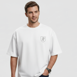 Men’s Premium White Oversized Crest T-Shirt