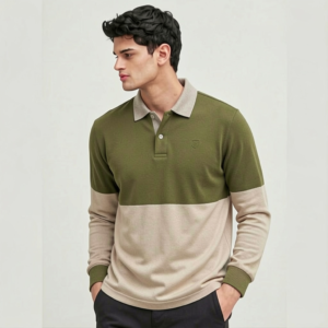 Full-Sleeve Color-Block Polo Shirt