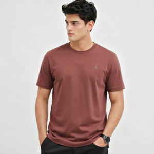 Slim-Fit Terracotta Casual Short-Sleeve Tee